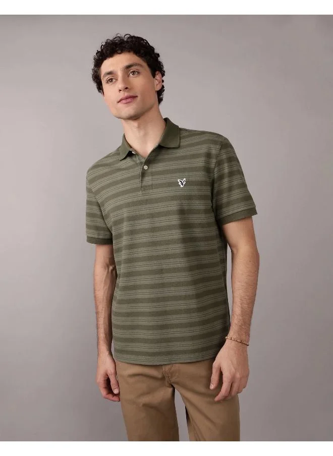 American Eagle AE Flex Pique Striped Polo Shirt