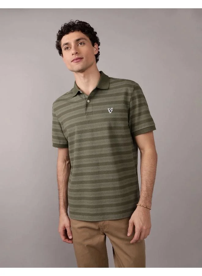 American Eagle AE Flex Pique Striped Polo Shirt