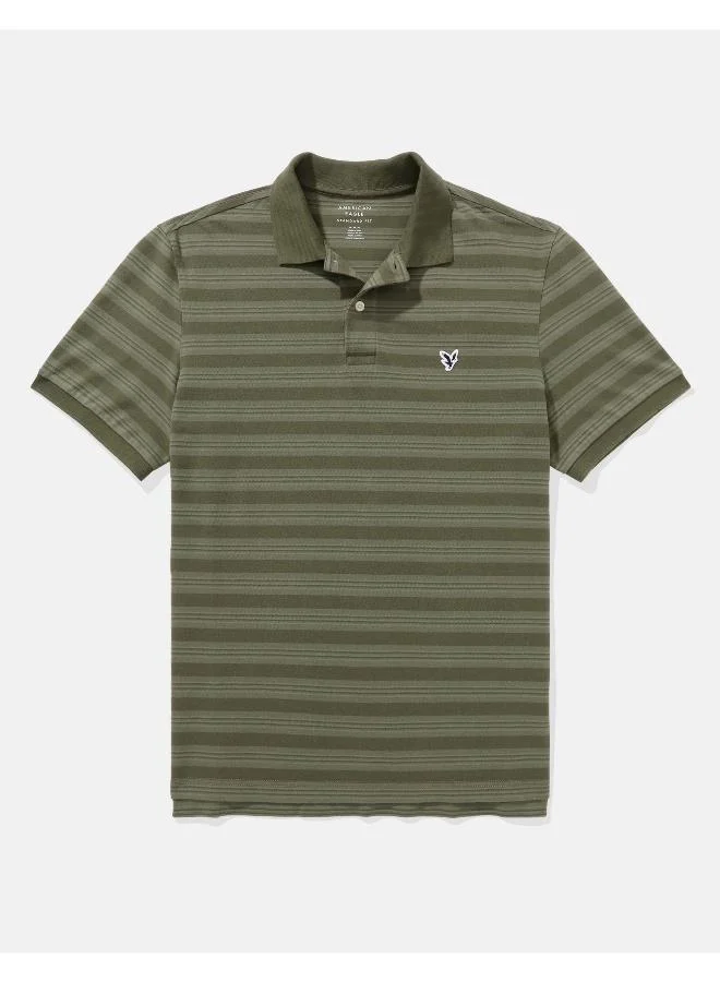 American Eagle AE Flex Pique Striped Polo Shirt