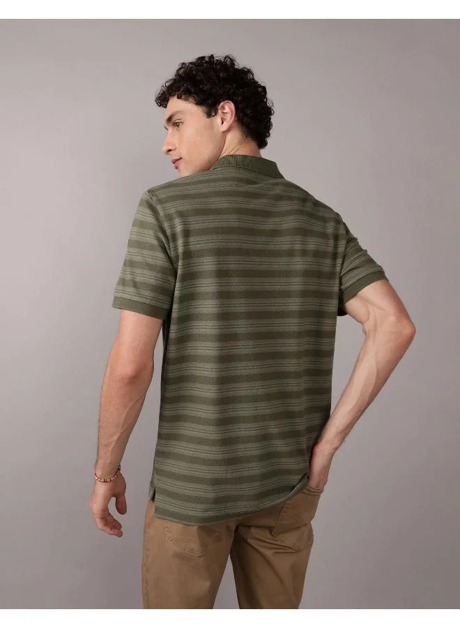 American Eagle AE Flex Pique Striped Polo Shirt