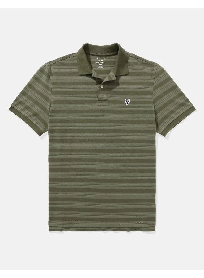 American Eagle AE Flex Pique Striped Polo Shirt