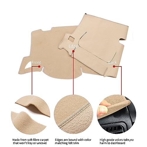 HanLanKa Dashboard Cover for GMC Sierra and Chevrolet Silverado- Fits 2007-2013 Models with Two Glove Boxes. Custom Fit Dash Mat, Won't Break Dash Sensors(Premium Carpet, Beige) - Image 4
