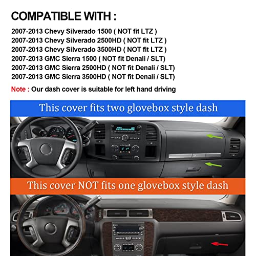 HanLanKa Dashboard Cover for GMC Sierra and Chevrolet Silverado- Fits 2007-2013 Models with Two Glove Boxes. Custom Fit Dash Mat, Won't Break Dash Sensors(Premium Carpet, Beige) - Image 2