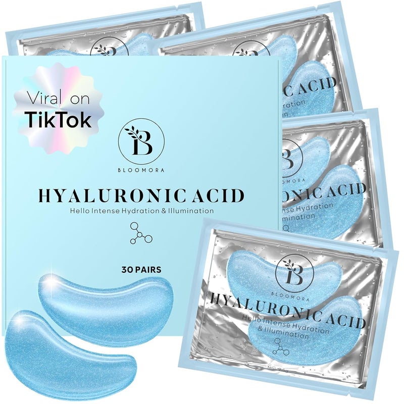 BLOOMORA Hyaluronic Acid Under Eye Patches30 Pairs Under Eye Patches for Dark Circles Under Eye Patches for Puffy Eyes and Dark Circles Under Eye Mask Eye Care Puffy Eyes Treatment - Image 1