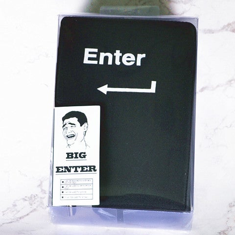 Giant USB Enter Key Nap Pillow Stress Relief Black English 