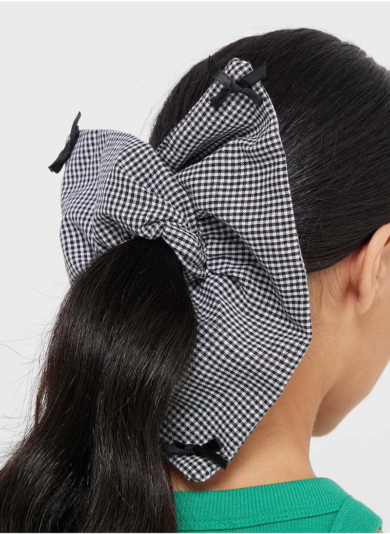 جينجر Overszed Gingham Bow Detail Scrunchie