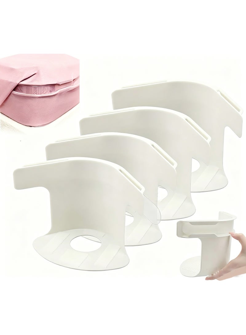 4 Pcs Bed Sheet Fasteners, Non-Slip Mattress Sheet Holders with Lock Strips, Heavy Duty Bedding Clips for All Size Mattress - White - Image 1