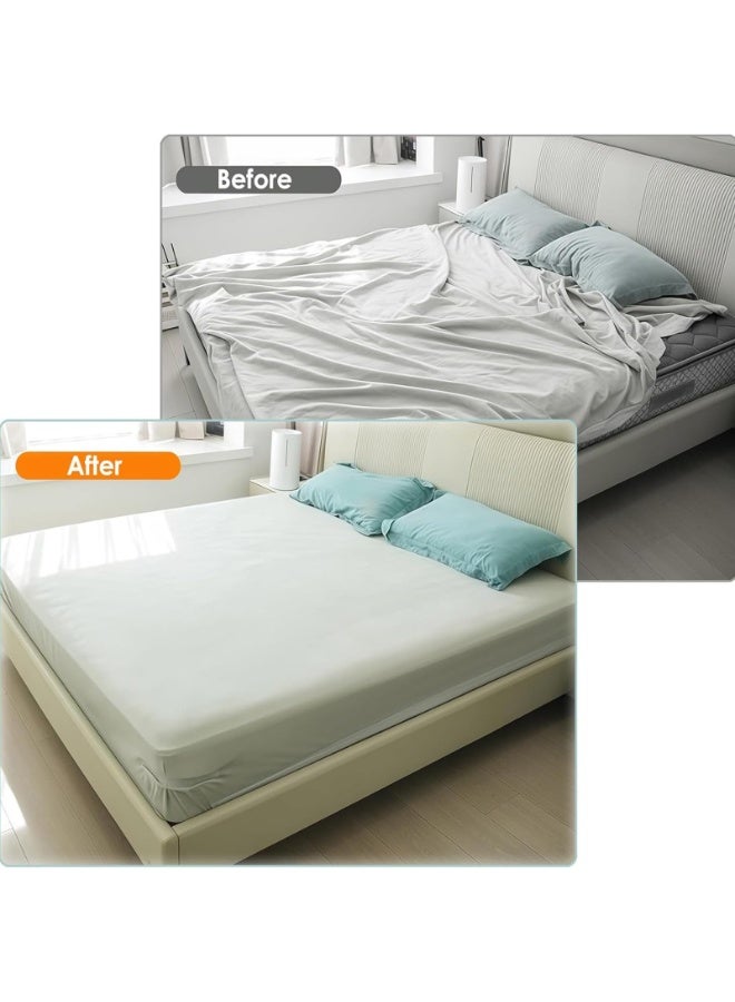 4 Pcs Bed Sheet Fasteners, Non-Slip Mattress Sheet Holders with Lock Strips, Heavy Duty Bedding Clips for All Size Mattress - White - Image 5