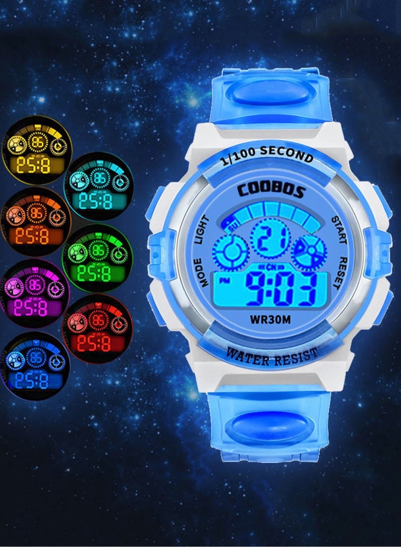 COOBOS Kids Electronic Watches Color Luminous Dial Life Waterproof Multi Function Luminous Aalarm Clocks Watch For Boys And Girls - Image 1