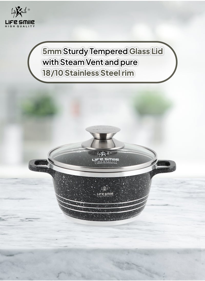 Life Smile Cooking Pot | Soup Pot With 5mm Sturdy Glass Lid | PFOA Free Oven Safe | Induction Bottom | Easy Handwash  - Image 4