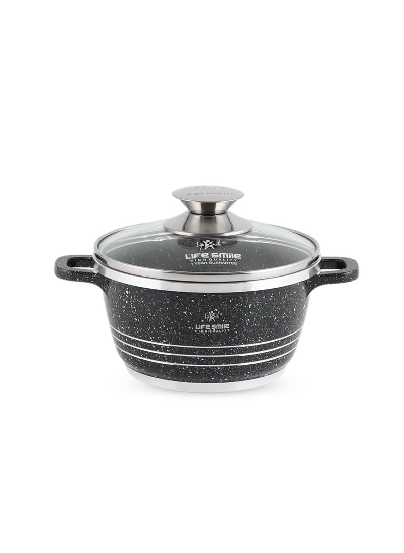 Life Smile Cooking Pot | Soup Pot With 5mm Sturdy Glass Lid | PFOA Free Oven Safe | Induction Bottom | Easy Handwash  - Image 1