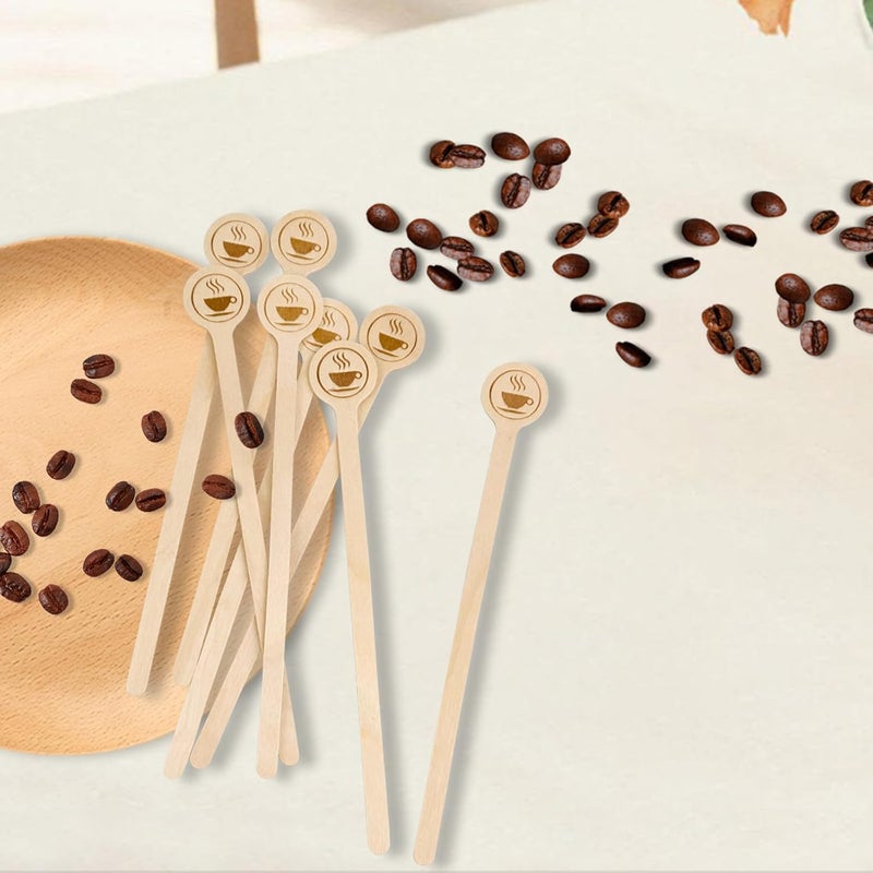 KTOJOY عصا تحريك القهوة الخشبية بطول 59 بوصة مع نهايات دائرية 100 قطعة عصي تحريك قابلة للتخلص منها للقهوة والكوكتيلات خلط المشروبات الخشبية مع نهايات ناعمة - Image 5