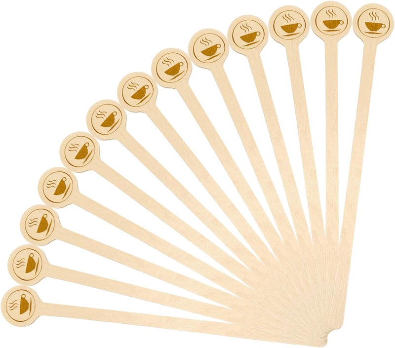 KTOJOY عصا تحريك القهوة الخشبية بطول 59 بوصة مع نهايات دائرية 100 قطعة عصي تحريك قابلة للتخلص منها للقهوة والكوكتيلات خلط المشروبات الخشبية مع نهايات ناعمة - Image 1