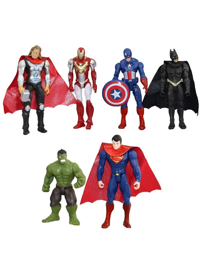 MARVEL 6-Piece Superhero Action Figure Set - 5-inch Poseable Figures with Capes, Accessories - for Kids Ages 3+, Imaginative Play, Birthday Parties & Collecting - Durable PVC, Classic Heroes - Image 1