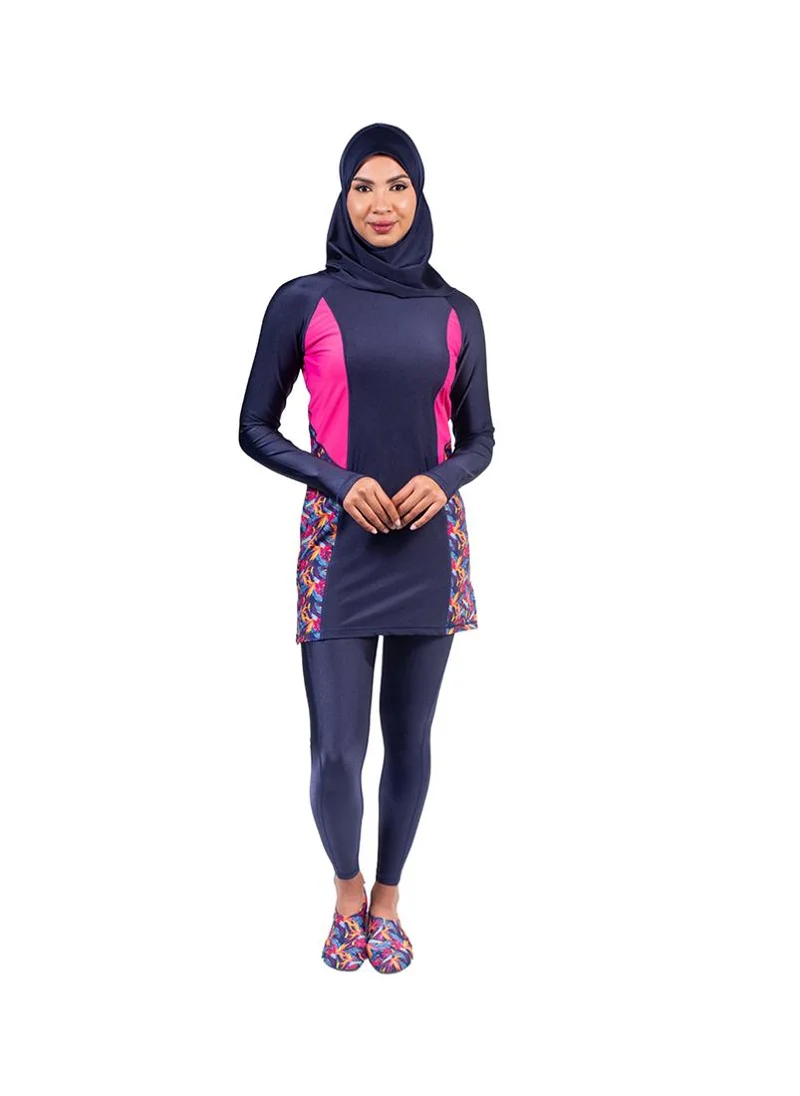COEGA SUNWEAR COEGA Ladies Modest Three-Piece Swim Set - Blue Teal Tropical