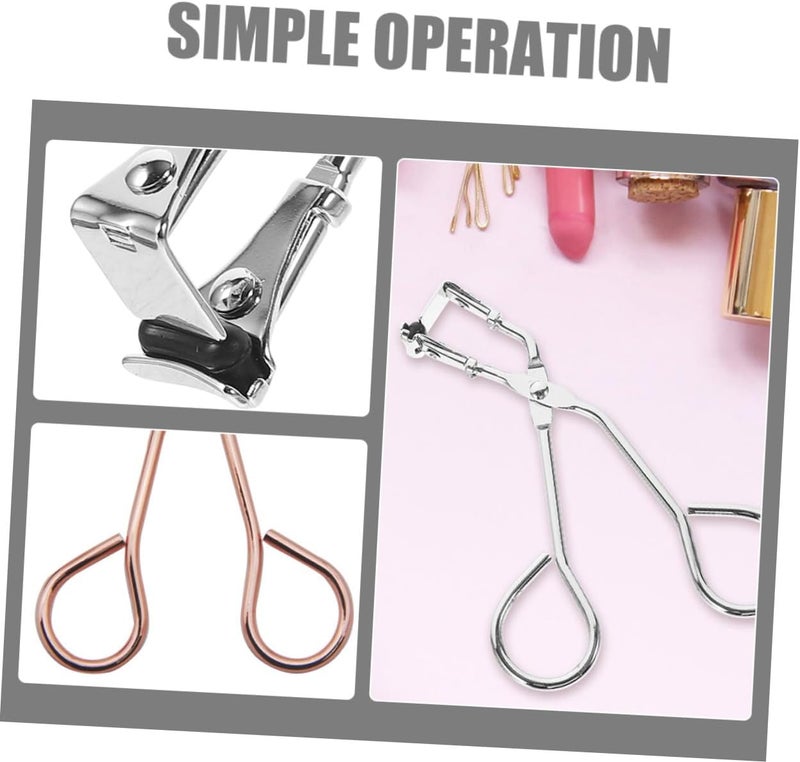2pcs Eyelash Curlers Set, Chrome Silver Rose Gold Metal Eyelash Curling Tools for Women Makeup, Partial Lash Curler for Precise Curling and Cosmetic Use - Image 3