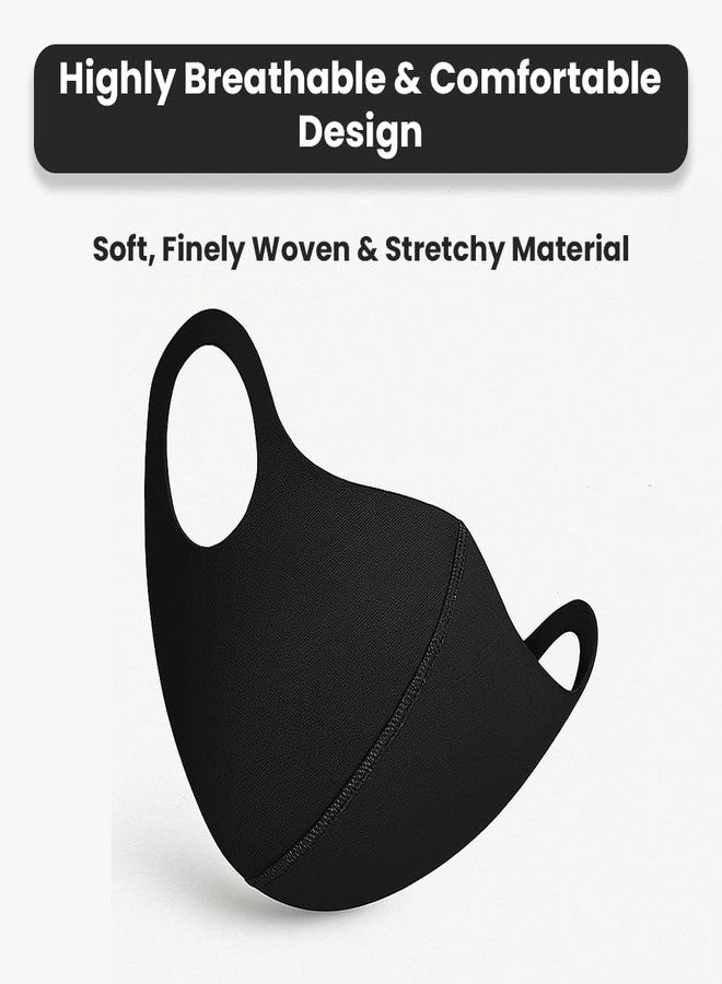Yugan Anti Pollution Reusable and Washable Cotton Face Mask for Adult, Unisex, Soft Breathable Oxford Fabric (Black - 6 Pcs - Adult) - Image 2