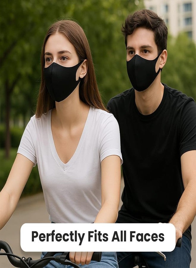 Yugan Anti Pollution Reusable and Washable Cotton Face Mask for Adult, Unisex, Soft Breathable Oxford Fabric (Black - 6 Pcs - Adult) - Image 3
