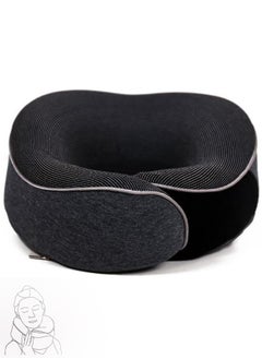 Generic Travel Neck Pillow Memory Foam U Shaped Neck Support 100% Pure Memory Foam Pillow Ergonomic Design Soft Best Full Neck Surround Pillow Sleep for Airplane Car Office and Home Resting (Black)  - Image 1