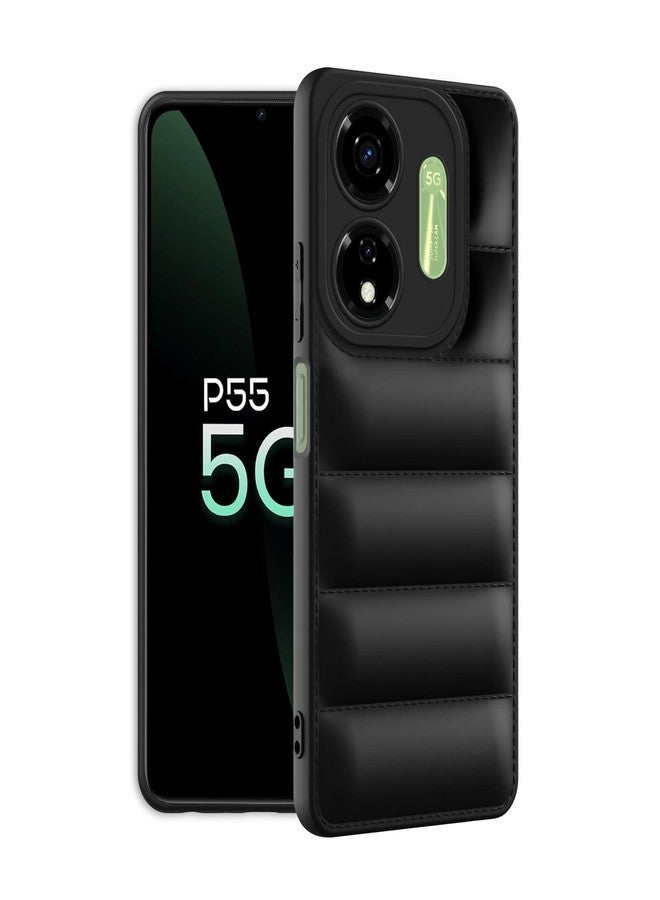 Plus Puffer Case Camera Protection Soft Back Cover for itel P55 5G - Black - Image 2