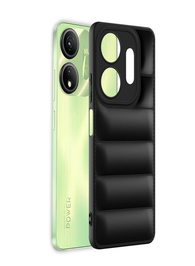 Plus Puffer Case Camera Protection Soft Back Cover for itel P55 5G - Black - Image 3