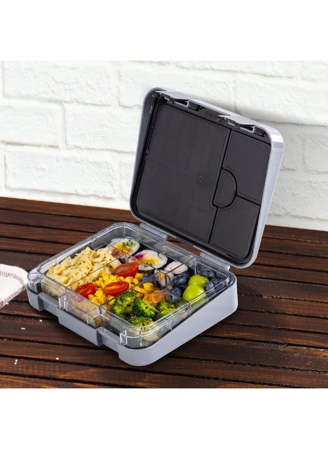 Eazy Kids Eazy Kids 6 & 4 Convertible Bento Lunch Box w/ Steel Spoon & Fork Set and Alphabets Sticker - Car Racing Blue  - Image 5