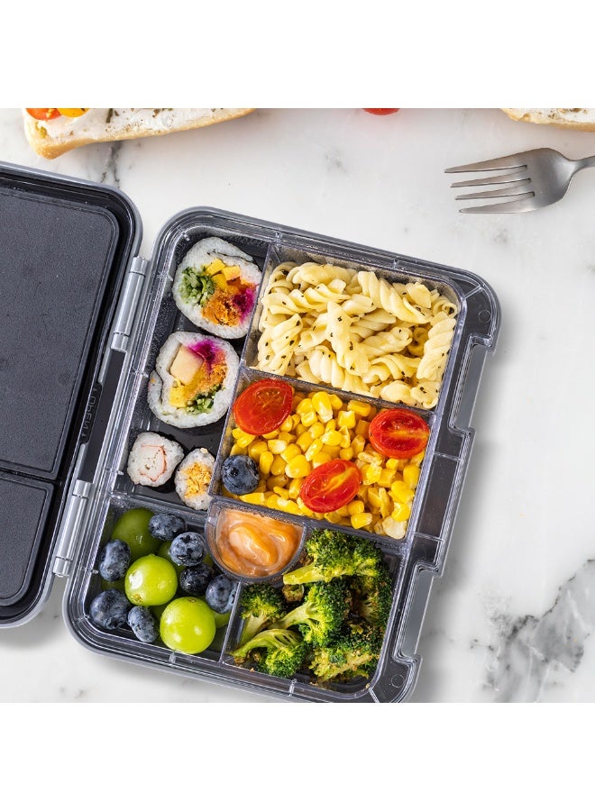 Eazy Kids 6 & 4 Convertible Bento Lunch Box w/ Steel Spoon & Fork Set and Alphabets Sticker - Car Racing Blue