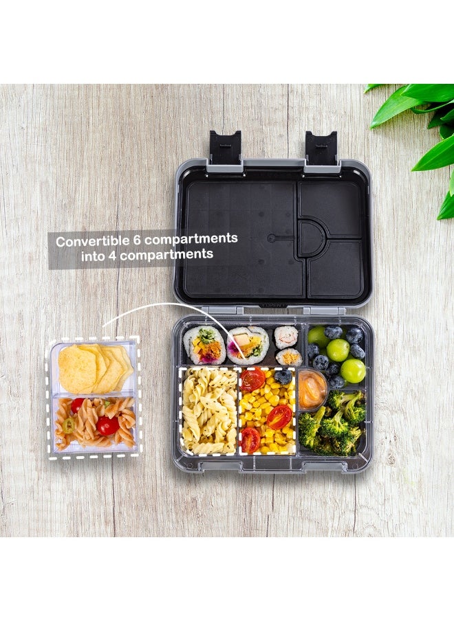 Eazy Kids Eazy Kids 6 & 4 Convertible Bento Lunch Box w/ Steel Spoon & Fork Set and Alphabets Sticker - Car Racing Blue  - Image 3