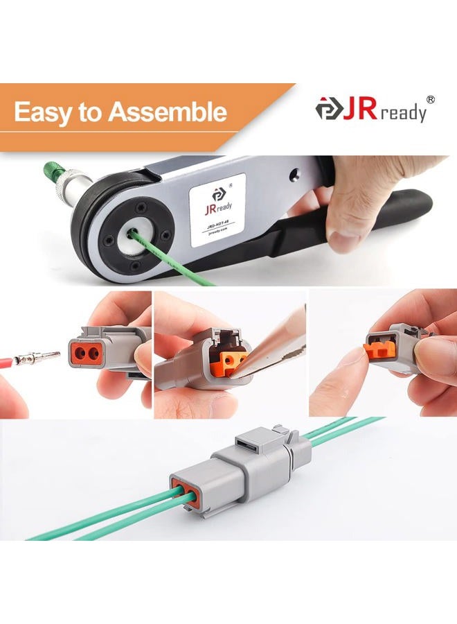 JRready DTP Connector Kit ST6138 2 Pin Gray Waterproof Electrical Wire Connector with 12# Solid Contact Current Rating 25 Amps,2 Sets - Image 4