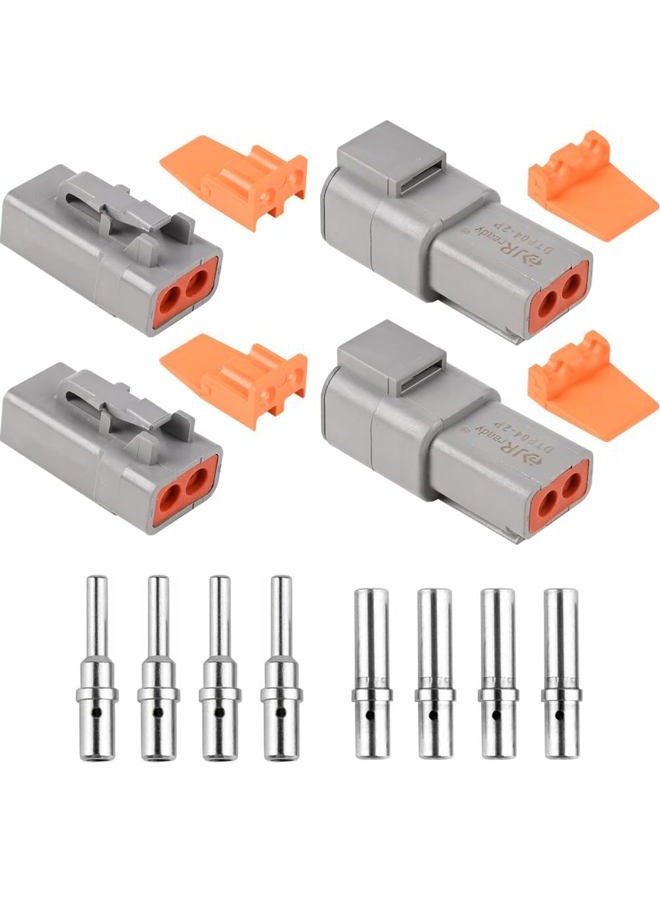 JRready DTP Connector Kit ST6138 2 Pin Gray Waterproof Electrical Wire Connector with 12# Solid Contact Current Rating 25 Amps,2 Sets - Image 1