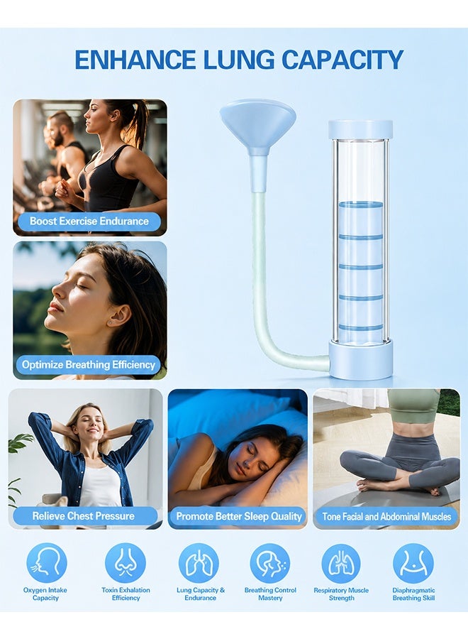 JIAROU Dumbbell Breathing Trainer,Deep Breathing Trainer, Natural Lung Trainer for Adults, Easy to Use and Clean, Breathing Dumbbell(Blue) - Image 5