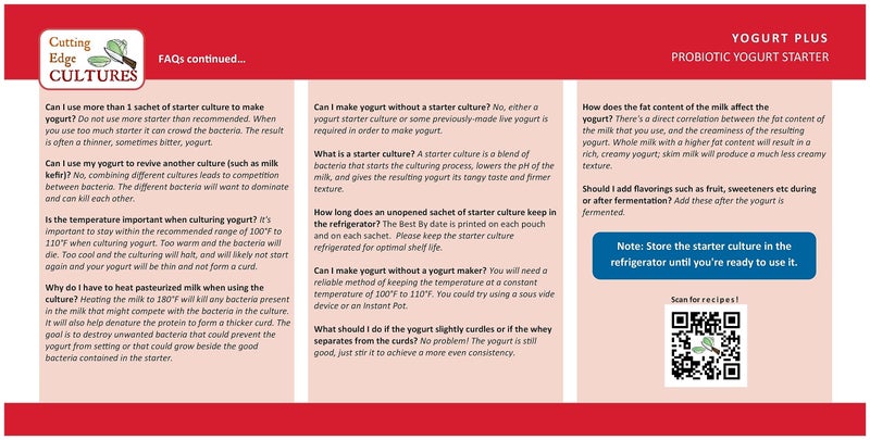Cutting Edge Cultures Yogurt Plus Probiotic L. Reuteri B. Longum L Plantarum Starter 4 Grams 4 Packets - Image 4