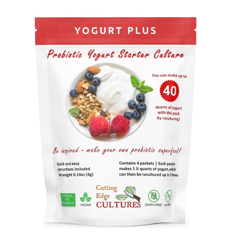 Cutting Edge Cultures Yogurt Plus Probiotic L. Reuteri B. Longum L Plantarum Starter 4 Grams 4 Packets - Image 1