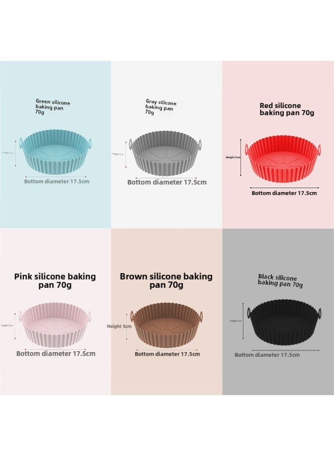 Cross-border Silicone Baking Pan Round Air Fryer Baking Pan Mat Food Grade Household 8-inch Baking Oven Special Lining-Specifications:70g- 8inch-Color:Black - Image 1