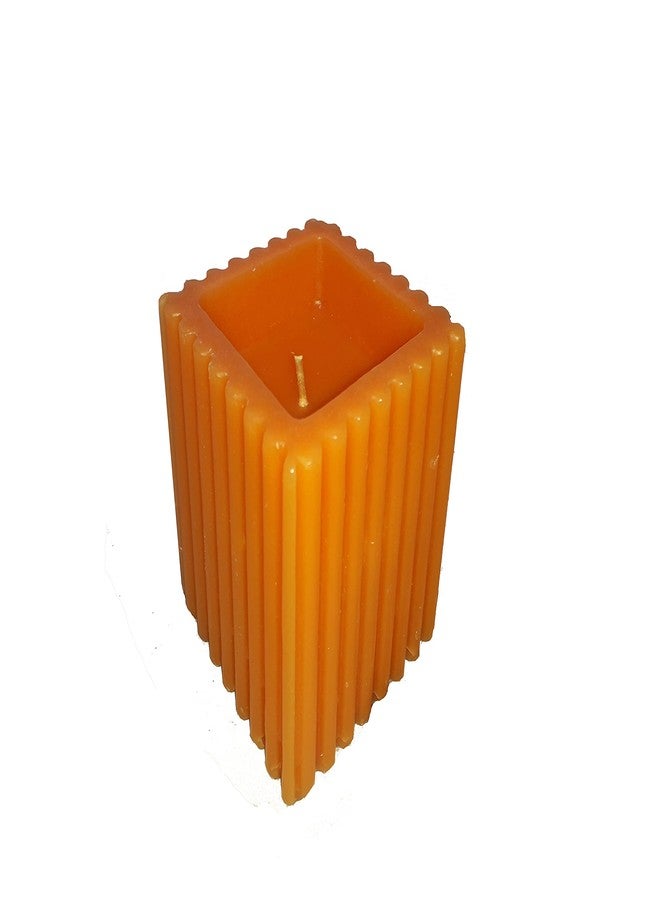 Stone & Feather� (SnF), Passion Fruit Aromatic Ribbed Pillar Candle Half Filled Orange (Paraffin Wax), Size 3x3 inches, Square, for Meditation, Home Decoration, Diwali - Image 2
