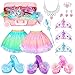 LIMIROLER 19 Pcs Princess Dress Up Shoes Gift Set Girls Role Play Dress Up Toys Costumes Set Toddler Pretend Jewelry Boutique Kit Gift for Little Girls Aged 3 4 5 6 Years Old - Image 3