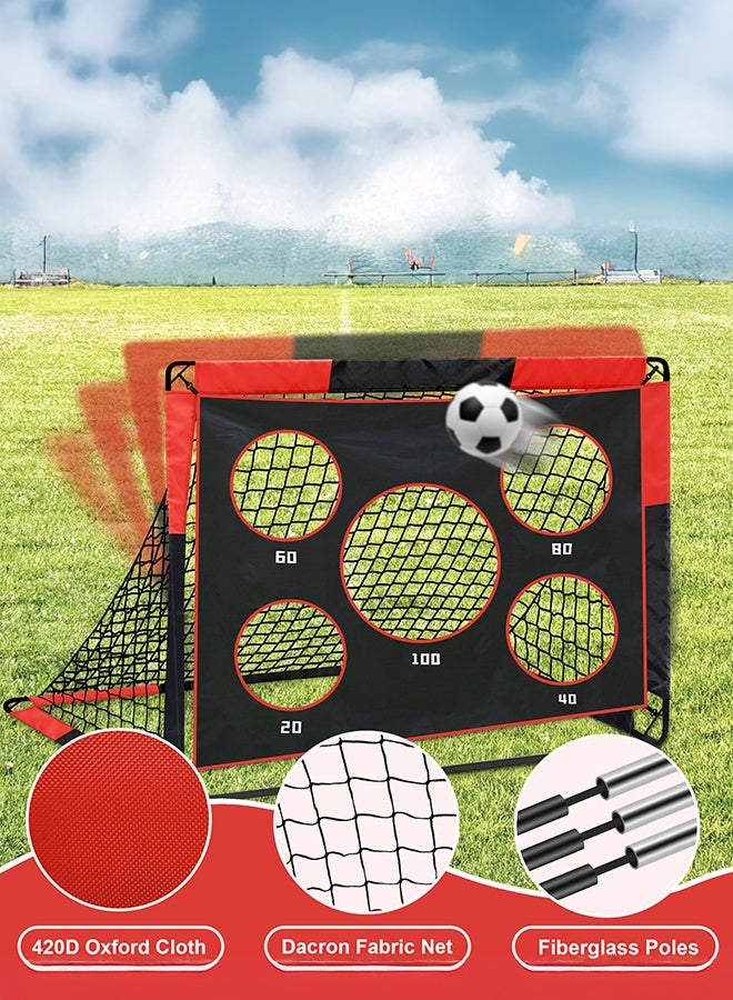 شو وو هدف كرة قدم للأطفال، هدف كرة قدم منبثق، شبكة كرة قدم للحديقة، هدف محمول قابل للطي 2 في 1، معدات تدريب داخلية وخارجية مع حقيبة حمل 150 × 120 × 120 سم - Image 5