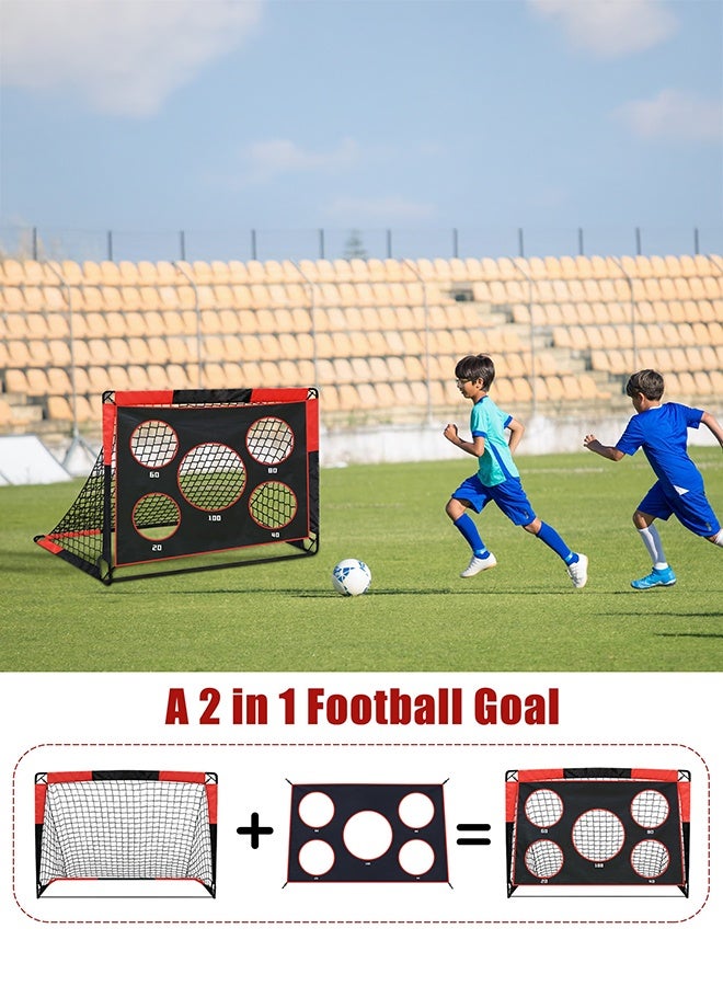 شو وو هدف كرة قدم للأطفال، هدف كرة قدم منبثق، شبكة كرة قدم للحديقة، هدف محمول قابل للطي 2 في 1، معدات تدريب داخلية وخارجية مع حقيبة حمل 150 × 120 × 120 سم - Image 3