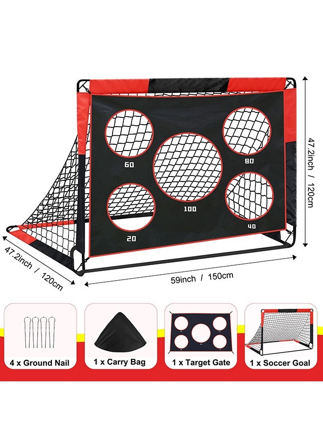 شو وو هدف كرة قدم للأطفال، هدف كرة قدم منبثق، شبكة كرة قدم للحديقة، هدف محمول قابل للطي 2 في 1، معدات تدريب داخلية وخارجية مع حقيبة حمل 150 × 120 × 120 سم - Image 2