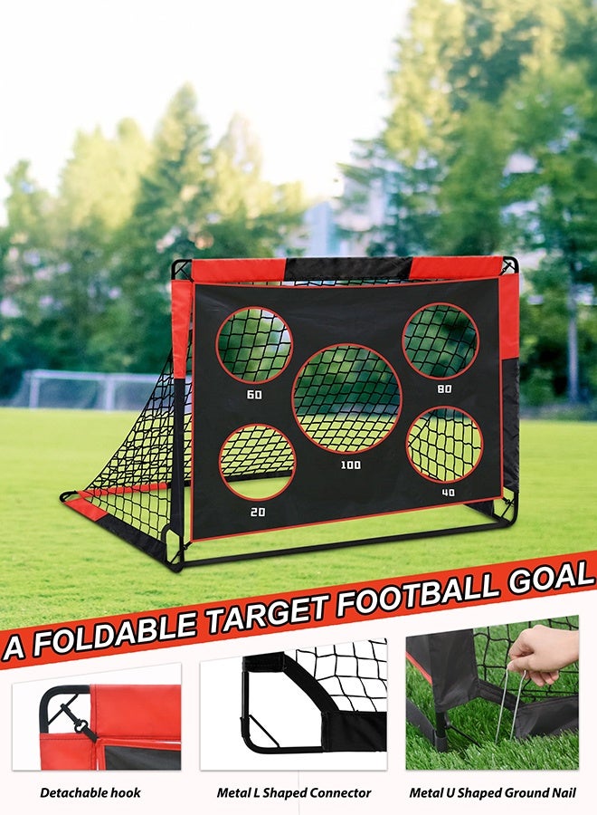 شو وو هدف كرة قدم للأطفال، هدف كرة قدم منبثق، شبكة كرة قدم للحديقة، هدف محمول قابل للطي 2 في 1، معدات تدريب داخلية وخارجية مع حقيبة حمل 150 × 120 × 120 سم - Image 4