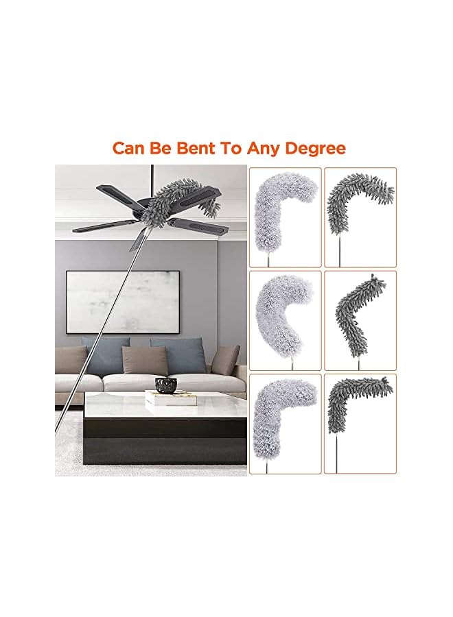 promass Microfiber Duster Kit, Extendable Ceiling Fan Duster for Cleaning with 40 to 250 CM Telescoping Extension Pole, Washable Car Duster for High Ceiling Fan, Cobweb, Furniture, Car - Image 4