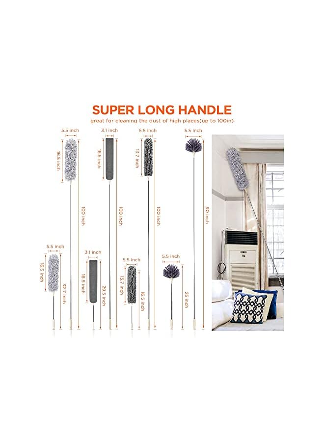 promass Microfiber Duster Kit, Extendable Ceiling Fan Duster for Cleaning with 40 to 250 CM Telescoping Extension Pole, Washable Car Duster for High Ceiling Fan, Cobweb, Furniture, Car - Image 2