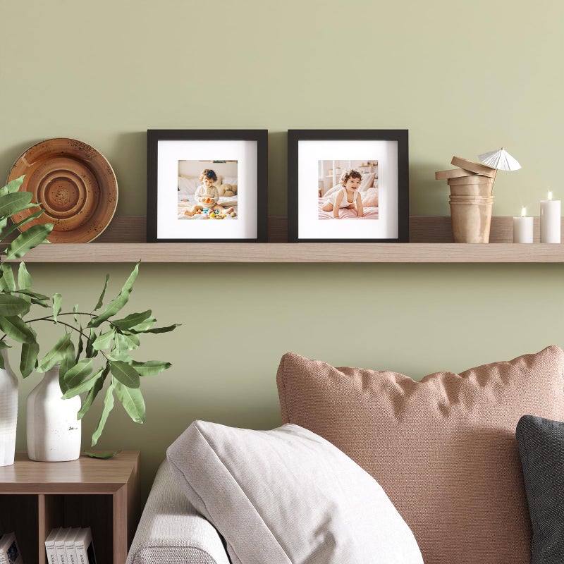 KINLINK 7x7 Picture Frame  Black Square Solid Wood Frames for Pictures 4x4 with Mat or 7x7 without Mat  Wall and Tabletop Display Photo Frames Black 4 Pack - Image 3