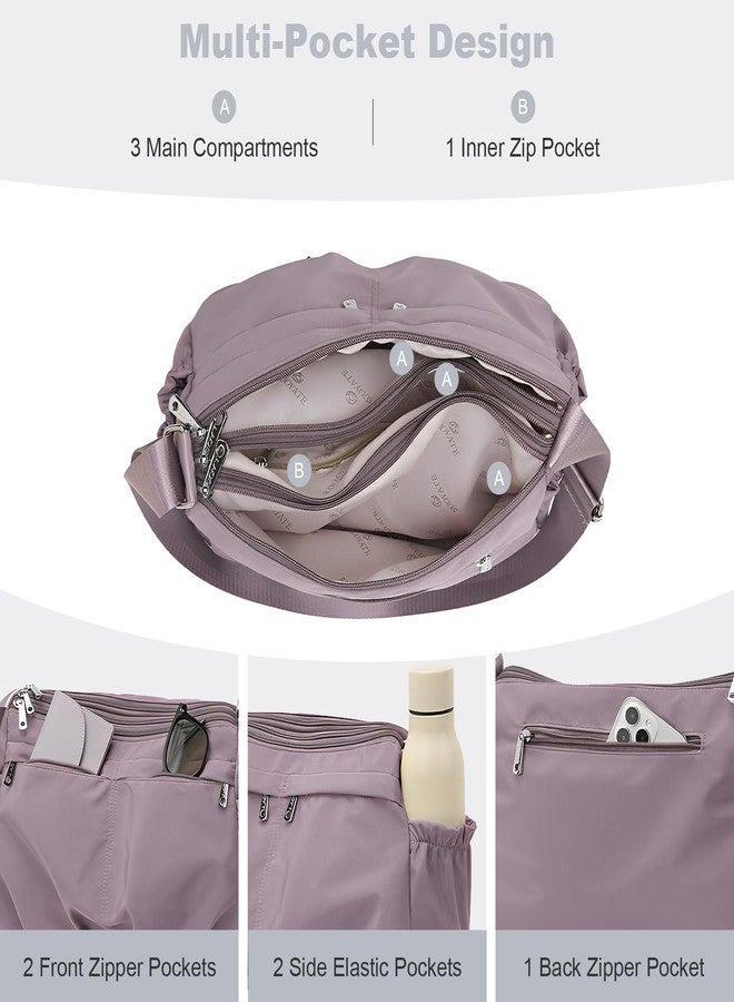 LassZone Multi-layer Nylon Shoulder Bag for Women Large Capacity Crossbody Bag Lightweight Travel Satchel Purse with Adjustable Strap and Smooth Zipper - Image 5