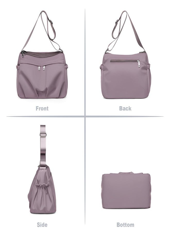 LassZone Multi-layer Nylon Shoulder Bag for Women Large Capacity Crossbody Bag Lightweight Travel Satchel Purse with Adjustable Strap and Smooth Zipper - Image 2