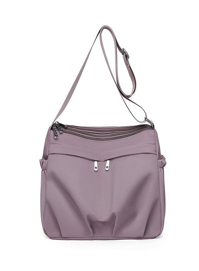 LassZone Multi-layer Nylon Shoulder Bag for Women Large Capacity Crossbody Bag Lightweight Travel Satchel Purse with Adjustable Strap and Smooth Zipper - Image 1