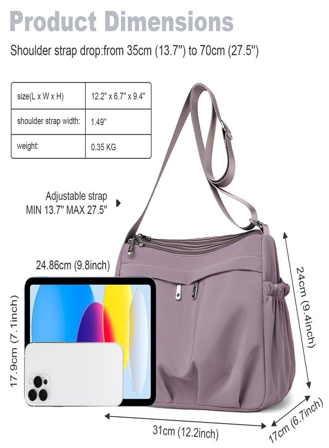 LassZone Multi-layer Nylon Shoulder Bag for Women Large Capacity Crossbody Bag Lightweight Travel Satchel Purse with Adjustable Strap and Smooth Zipper - Image 3