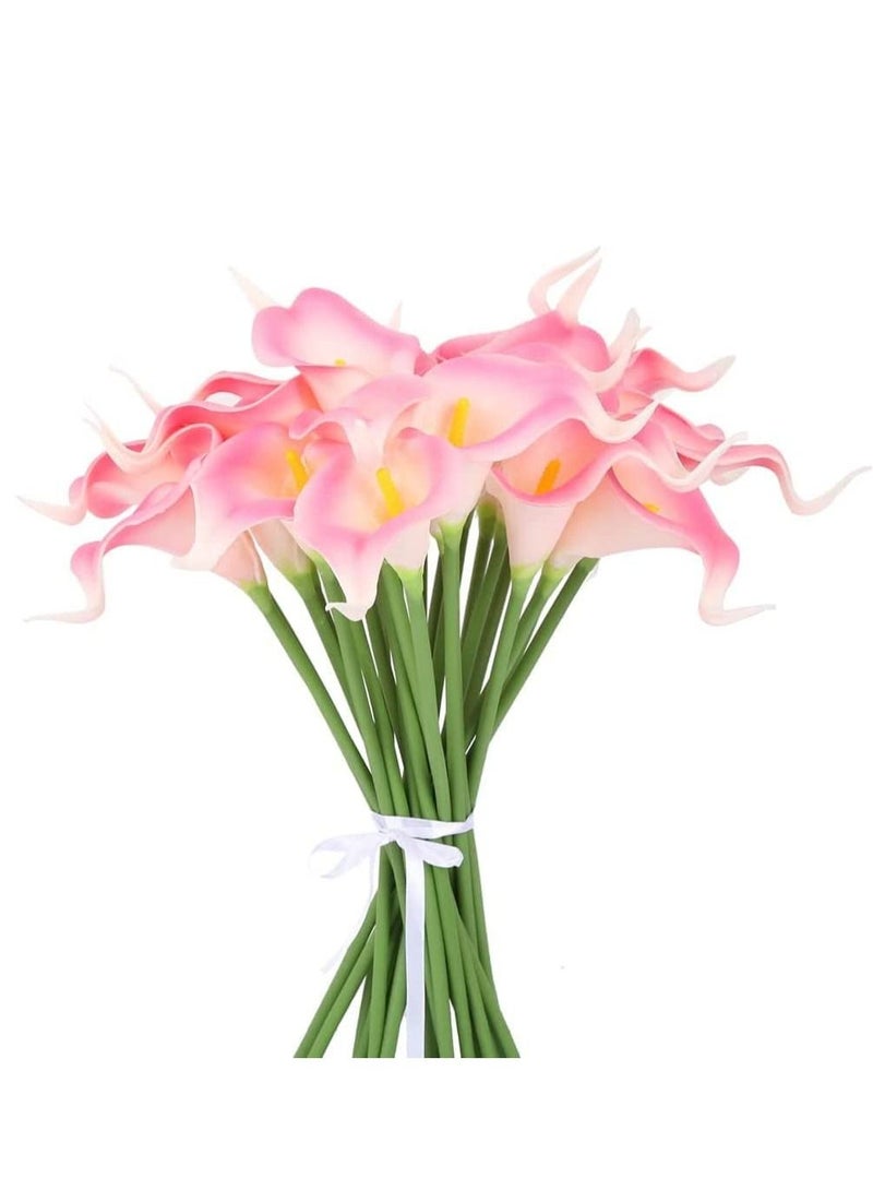 Pink Calla Lily 24pcs Artificial Flowers Pink Real Touch Lilies Fake Flowers Artificial for Decoration for Home Decor Bridal Bouquet Wedding Bouquets and Centerpieces Pink