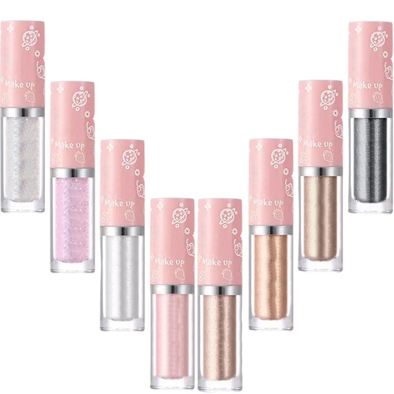 8pcs Glitter Liquid Eyeshadow Kit Safe Lightweight Eye Makeup for Women Girls Sparkly Eye Shadow Sticks for Unique Looks for All Skin Types - Image 1