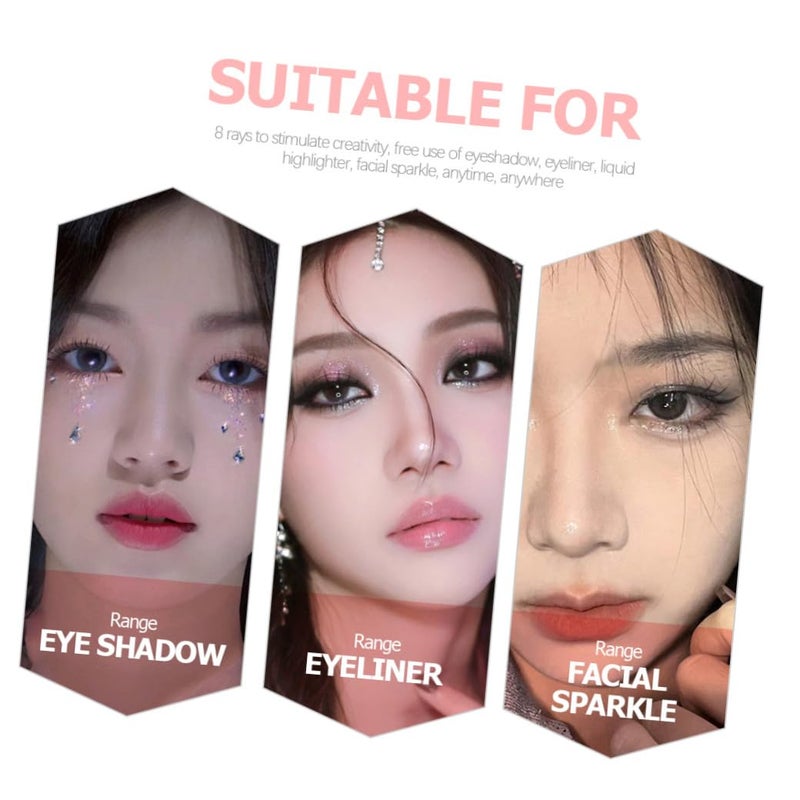 8pcs Glitter Liquid Eyeshadow Kit Safe Lightweight Eye Makeup for Women Girls Sparkly Eye Shadow Sticks for Unique Looks for All Skin Types - Image 3